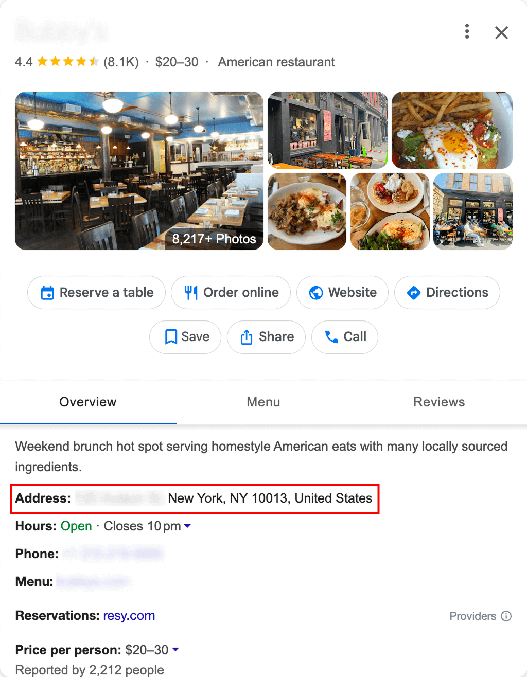 Google Business Profile example